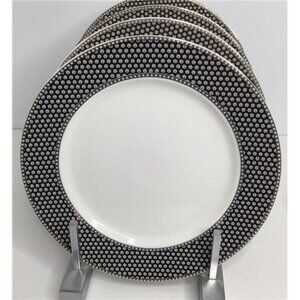 4 Salad Plates Grace Teaware Black, Gray & Gold Geometric Design 8” New